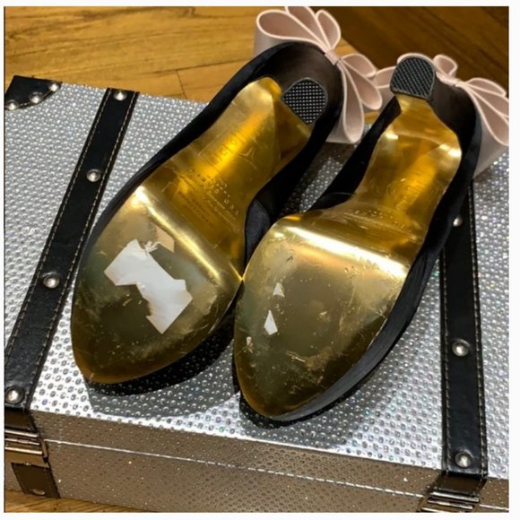 Ted Baker Black Satin Oaker Back Bow Heel shoe 6 - Picture 12 of 12